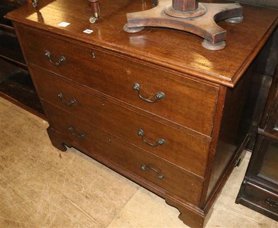 George III oak chest of three drawers